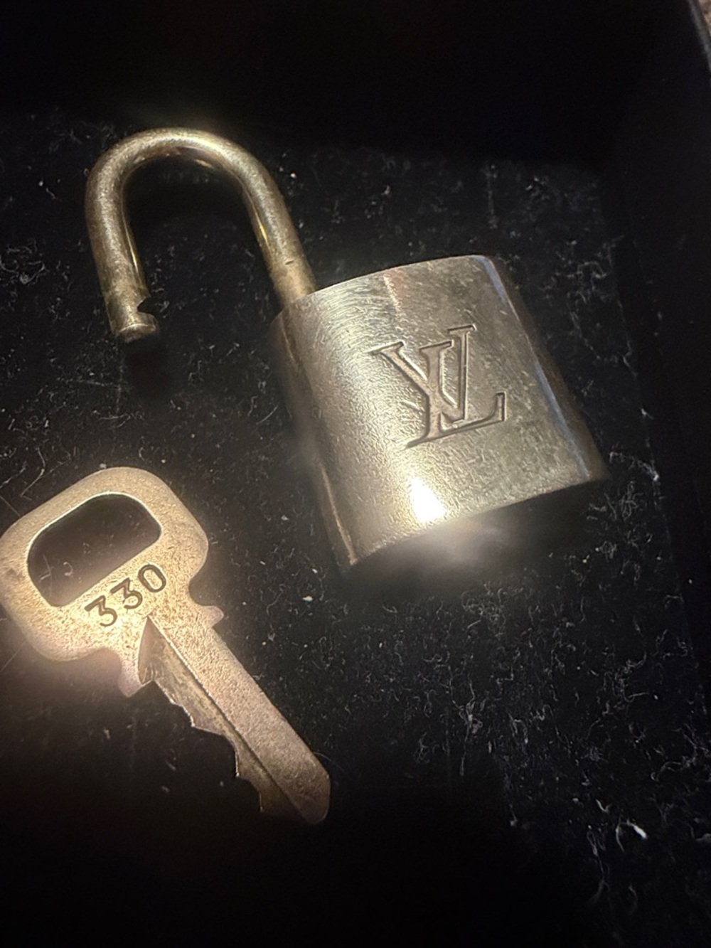 330 Louis Vuitton Silver Padlock and Key Set with LV Monogram